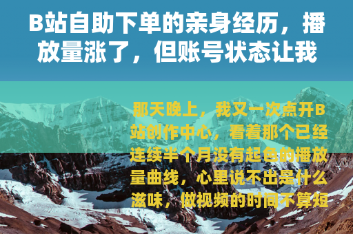 B站自助下单的亲身经历，播放量涨了，但账号状态让我意外