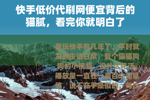 快手低价代刷网便宜背后的猫腻，看完你就明白了