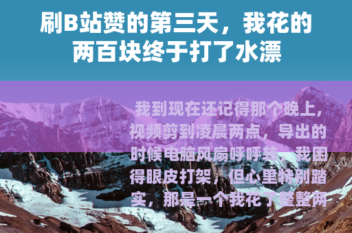 刷B站赞的第三天，我花的两百块终于打了水漂