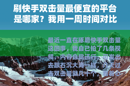 刷快手双击量最便宜的平台是哪家？我用一周时间对比了十几家