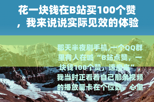 花一块钱在B站买100个赞，我来说说实际见效的体验和心得