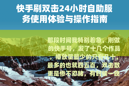 快手刷双击24小时自助服务使用体验与操作指南