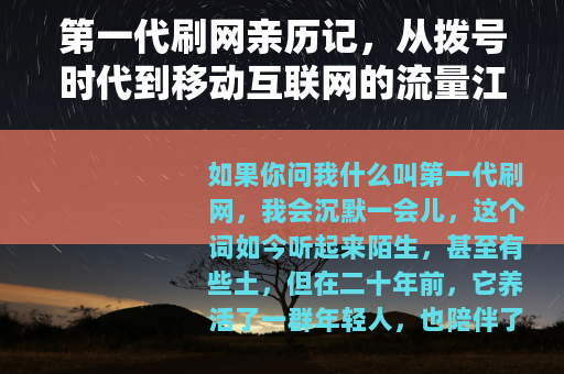 第一代刷网亲历记，从拨号时代到移动互联网的流量江湖