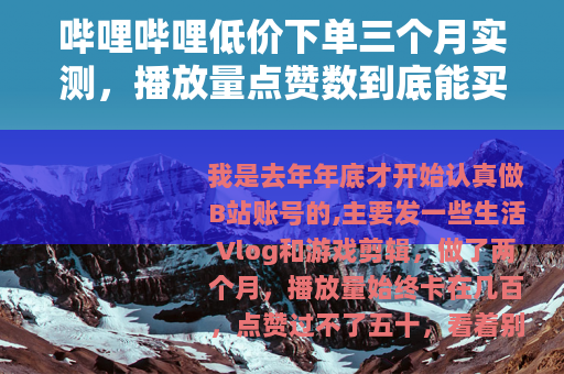 哔哩哔哩低价下单三个月实测，播放量点赞数到底能买出什么效果