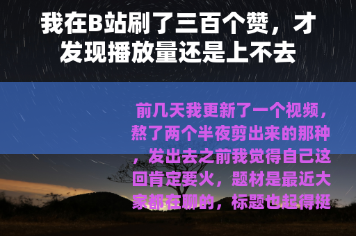 我在B站刷了三百个赞，才发现播放量还是上不去