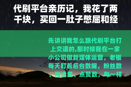 代刷平台亲历记，我花了两千块，买回一肚子憋屈和经验
