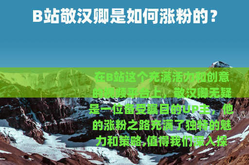 B站敬汉卿是如何涨粉的？
