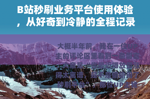 B站秒刷业务平台使用体验，从好奇到冷静的全程记录