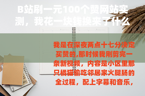 B站刷一元100个赞网站实测，我花一块钱换来了什么