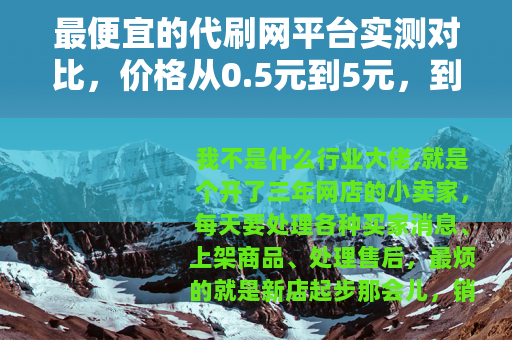 最便宜的代刷网平台实测对比，价格从0.5元到5元，到底差在哪？