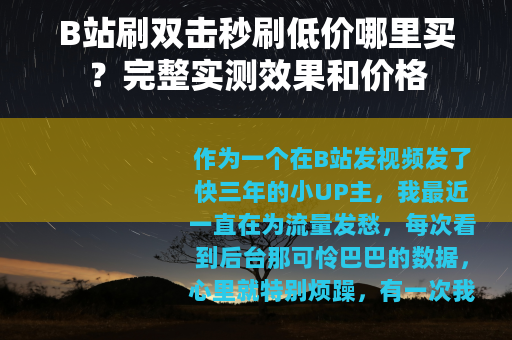 B站刷双击秒刷低价哪里买？完整实测效果和价格