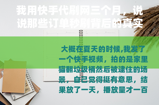 我用快手代刷网三个月，说说那些订单秒刷背后的真实体验