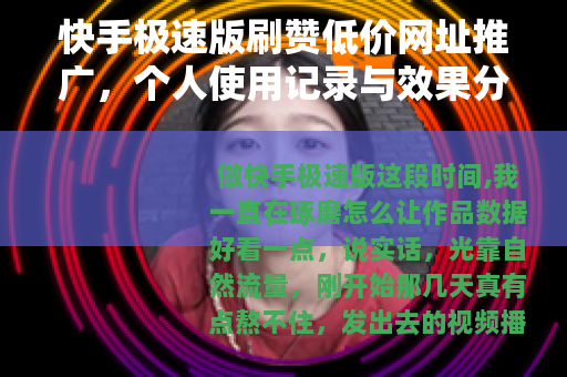 快手极速版刷赞低价网址推广，个人使用记录与效果分析