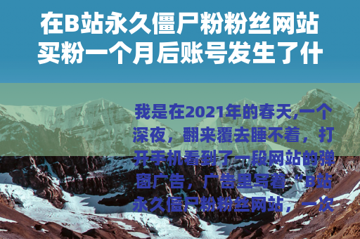 在B站永久僵尸粉粉丝网站买粉一个月后账号发生了什么
