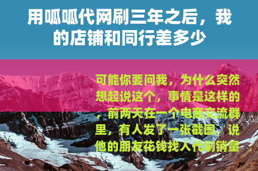 用呱呱代网刷三年之后，我的店铺和同行差多少