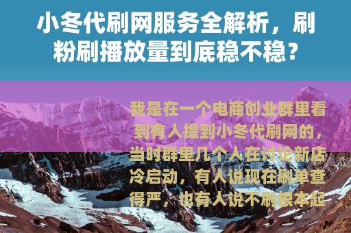 小冬代刷网服务全解析，刷粉刷播放量到底稳不稳？