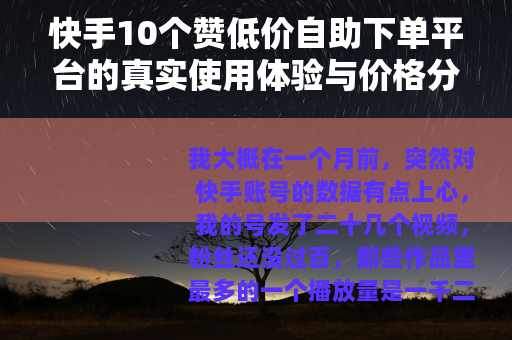 快手10个赞低价自助下单平台的真实使用体验与价格分析
