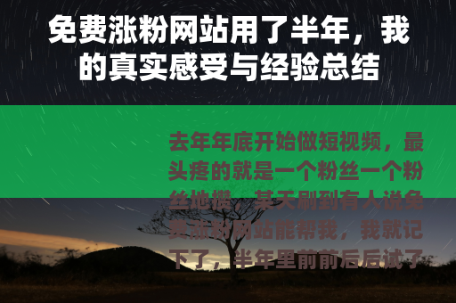 免费涨粉网站用了半年，我的真实感受与经验总结