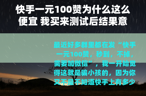 快手一元100赞为什么这么便宜 我买来测试后结果意外
