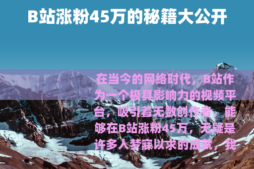 B站涨粉45万的秘籍大公开