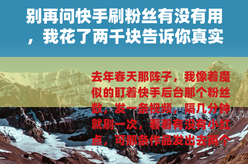 别再问快手刷粉丝有没有用，我花了两千块告诉你真实结果