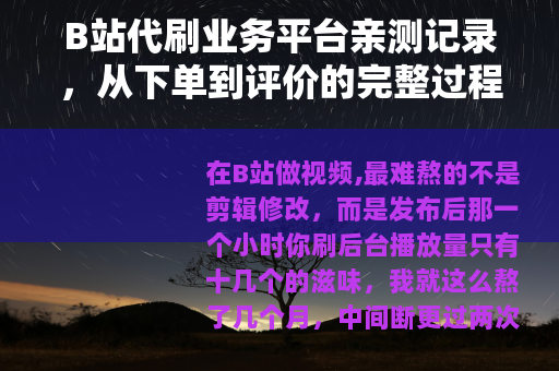 B站代刷业务平台亲测记录，从下单到评价的完整过程