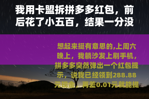 我用卡盟拆拼多多红包，前后花了小五百，结果一分没提出来