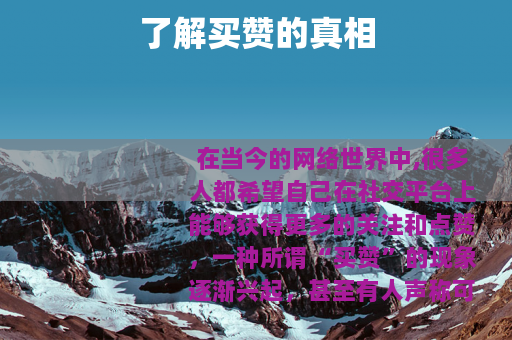 了解买赞的真相