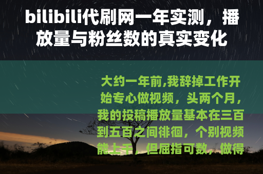 bilibili代刷网一年实测，播放量与粉丝数的真实变化