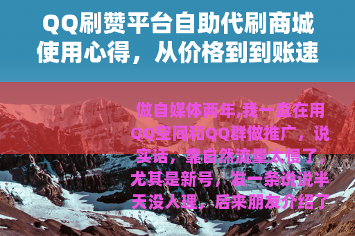 QQ刷赞平台自助代刷商城使用心得，从价格到到账速度全记录