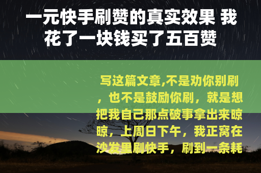 一元快手刷赞的真实效果 我花了一块钱买了五百赞