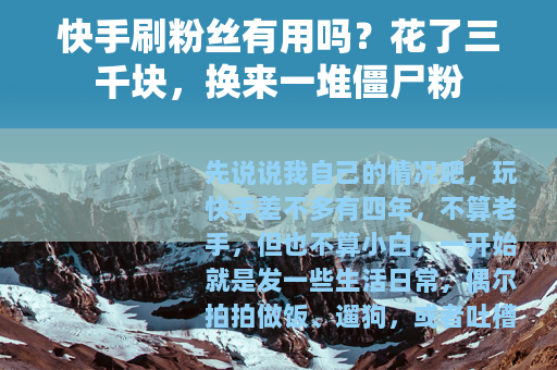 快手刷粉丝有用吗？花了三千块，换来一堆僵尸粉