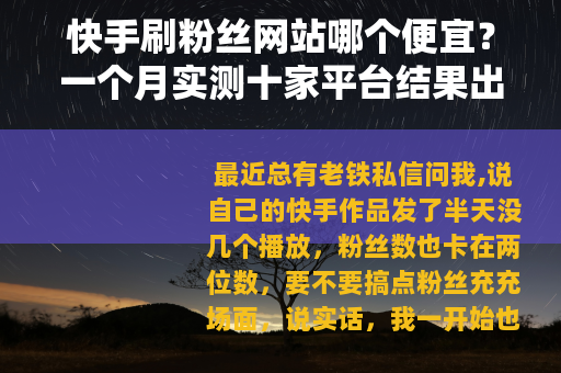 快手刷粉丝网站哪个便宜？一个月实测十家平台结果出乎意料