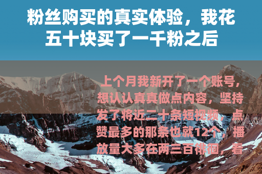 粉丝购买的真实体验，我花五十块买了一千粉之后