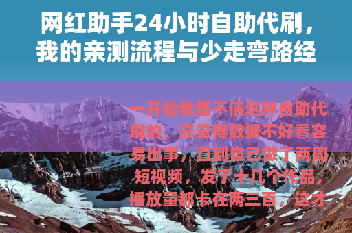 网红助手24小时自助代刷，我的亲测流程与少走弯路经验