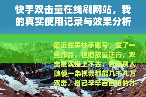 快手双击量在线刷网站，我的真实使用记录与效果分析