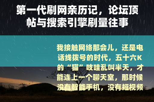 第一代刷网亲历记，论坛顶帖与搜索引擎刷量往事