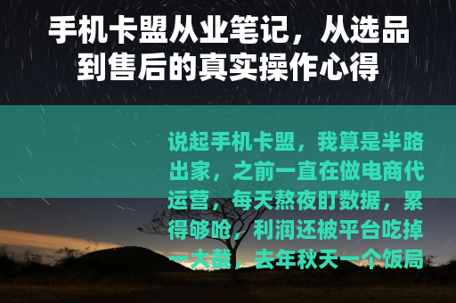 手机卡盟从业笔记，从选品到售后的真实操作心得
