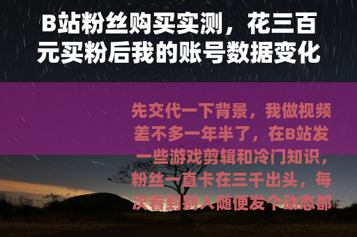 B站粉丝购买实测，花三百元买粉后我的账号数据变化