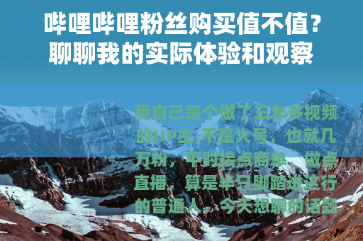 哔哩哔哩粉丝购买值不值？聊聊我的实际体验和观察