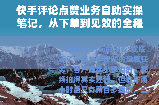 快手评论点赞业务自助实操笔记，从下单到见效的全程记录