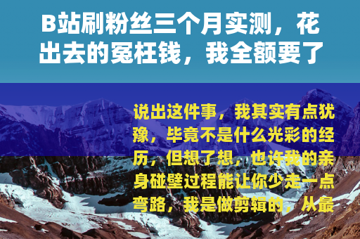 B站刷粉丝三个月实测,花出去的冤枉钱,我全额要了回来 B站刷粉丝三个月实测,花出去的冤枉钱,我全额要了回来