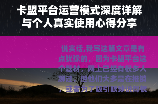 卡盟平台运营模式深度详解与个人真实使用心得分享