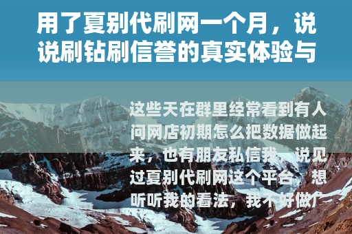 用了夏别代刷网一个月，说说刷钻刷信誉的真实体验与细节