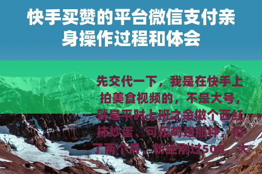 快手买赞的平台微信支付亲身操作过程和体会