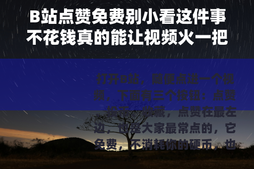 B站点赞免费别小看这件事不花钱真的能让视频火一把吗