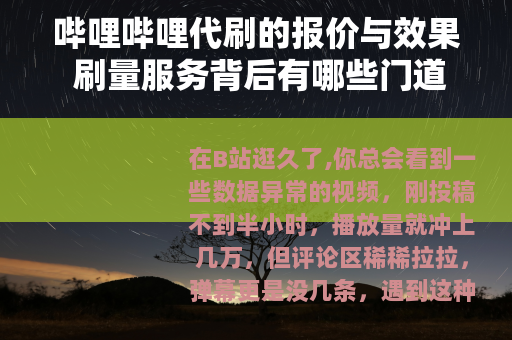 哔哩哔哩代刷的报价与效果 刷量服务背后有哪些门道