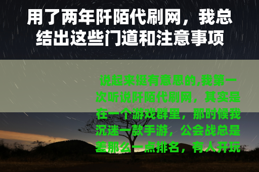用了两年阡陌代刷网，我总结出这些门道和注意事项