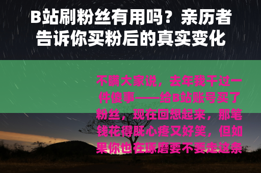 B站刷粉丝有用吗？亲历者告诉你买粉后的真实变化