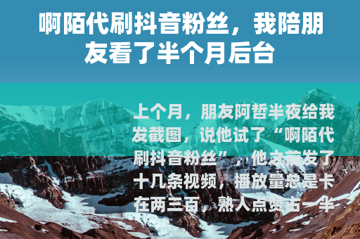 啊陌代刷抖音粉丝，我陪朋友看了半个月后台